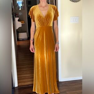 Jenny Yoo Marigold velvet floor length dress. Worn once, size 6 but runs small.